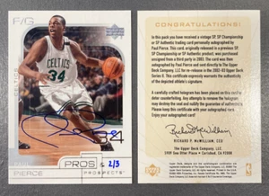 PAUL PIERCE 2002-03 UPPER DECK BUYBACK CAR 2/3 ON PRO & PROSPECT 2000-01 - Picture 1 of 2