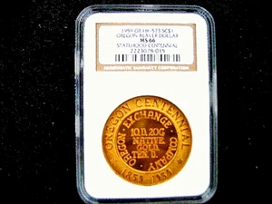 1959 OREGON STATEHOOD CENTENNIAL HK-573 BEAVER DOLLAR MS66 - Picture 1 of 2