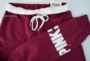 Victoria's Secret PINK Graphic Logo Gym Stretch Lounge Sweat Pants Berry - Picture 1 of 1