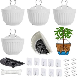 5 Pack Resin Wall Hanging Planter Pots Vertical Garden 8 inch (5 Pack), White  - Picture 1 of 7