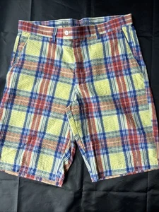 Linea Uomo Shorts Mens Size 34 Multi Plaid Bermuda Casual Lightweight Golf - Picture 1 of 10