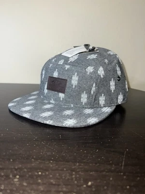 Vans Davis 5 Panel Camper Hat Casual Cap Skating Gray Leather Patch - Image 1 of 4