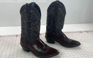Women's Vintage Black/Brown Leather Western Boots, Size 9 D - Picture 1 of 5