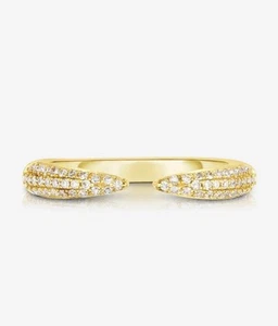 RING CONCIERGE 14KYG TRIPLE ROW DIAMOND PAVE CLAW STACKABLE RING sz 7 - Picture 1 of 9