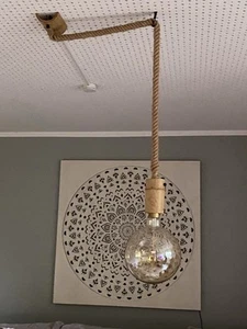Deckenleuchte Hängeleuchte Retro Seil Pendelleuchte Holz - Bild 1 von 2