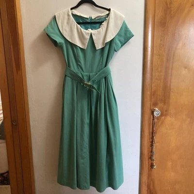 Vintage Dominique Dumas Paris Dress Small Green Designer - Image 1 of 4