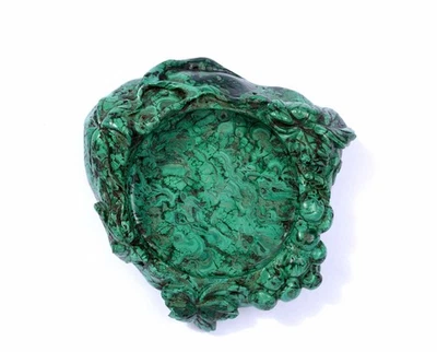 1900's Chinese Malachite Carved Carving Scholar Brush Washer Bowl Grapes Vine - Image 1 of 4