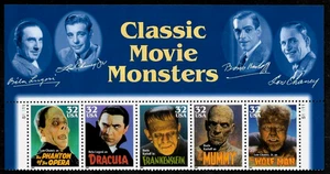 HOLLYWOOD CLASSIC FILMS MOVIE MONSTERS US #3168-3172 MVF P# STAMP SET NAME BLOCK - Picture 1 of 2