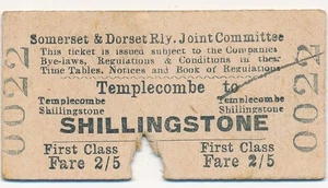 Somerset & Dorset Joint Railway ticket 0022 - TEMPLECOMBE to SHILLINGSTONE - Picture 1 of 2