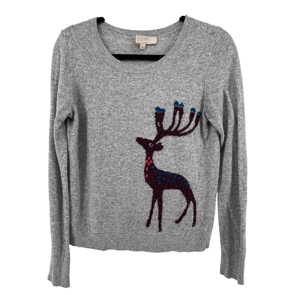 Suéter Ann Taylor LOFT Para Mujer Gris Reno Talla M Mezcla Lana Merino Foto 1 de 4