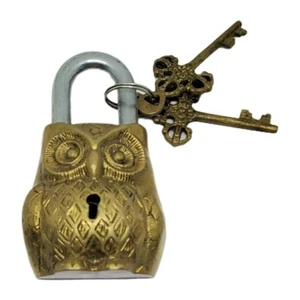 ANTIGUA CERRADURA BÚHO ESTILO ANTIGUO CON LLAVES  - Imagen 1 de 8