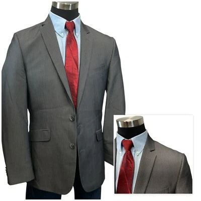40L Kenneth Cole Reaction Suit Jacket Sport Coat Blazer Silvery Gray Pinstripe - Image 1 of 4