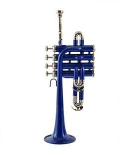 Piccolo HIGH QUALITY SOUND! BLUE Silver Bb/A FLAT PICCOLO TRUMPET+MOUTHPIECE - Picture 1 of 5