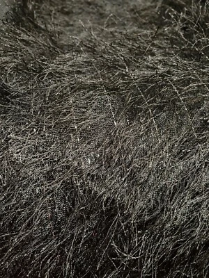 Fabric Lot 5 Yds 24 Ins 60 W Black Eyelash Lame  Silver Threads Stretch Knit - Image 1 of 4