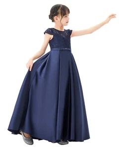 Floral Lace Flower Girl Dress Ivory Tulle Dress White Lace Dress with Sleeves - Picture 1 of 45