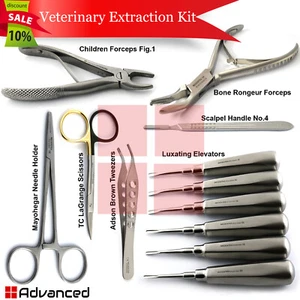 Kit de extracción dental veterinaria dental elevadores de luxación fórceps para niños figura 1 - Imagen 1 de 8