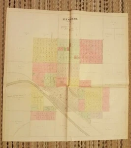 Antique Colored MAP - CITY OF ELLSWORTH - ELLSWORTH COUNTY - 1887 KANSAS ATLAS - Picture 1 of 8