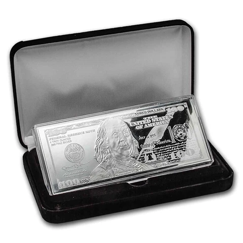 4 oz Silver Bar - 2016 $100 Bill (w/Box & COA) - SKU #94106 Cover