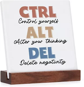 NUEVO Letrero de mesa decorativo inspirador Control Alt Delete con soporte de 4,25 pulgadas - Imagen 1 de 3