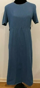 Talbots Womens Prairie Cottage Core Short Sleeve Denim Dress Size 8 Blue Cotton - Picture 1 of 11