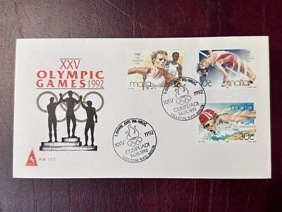 JUEGOS OLÍMPICOS MALTA FDC 1992 Foto 1 de 2