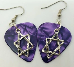 Star of David Charm Guitar Pick Earrings - Pick Your Color - Picture 1 of 11