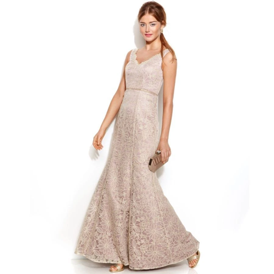 J S Collections Floral Lace Mermaid Gown-12 - Image 1 of 1