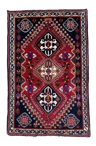 Rare Antique Original Qashqai Handmade All Wool Veg Dye Shira z Rug 4x6 Natural - Picture 1 of 7