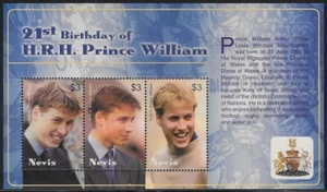 Nevis 2003 Prince William 21st Birthday Souvenir Sheet of 3, Sc #1338 - pw52 - Picture 1 of 1