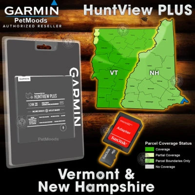 Garmin HuntView PLUS Map NH + VERMONT - MicroSD Birdseye Satellite Imagery 24K - Image 1 of 4
