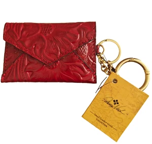 Patricia Nash Isabela Leather Card Holder w/ Key Chains-Berry Red Tooled NWT - Picture 1 of 7