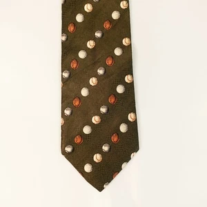 Micro Polka Dot Neck Tie Mens Army Green Sporty Ball Casual Dress STRUCTURE USA - Picture 1 of 11