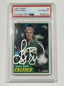 LARRY BIRD 1981 Topps #4 Boston Celtics HOF Firmato DNA PSA - Foto 1 di 2