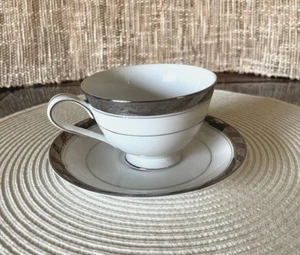 Victoria Footed Tea Cups Platinum Band Imperial Deluxe by Sango Japan Fine China - Bild 1 von 11