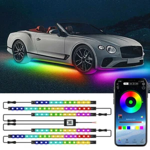 6x Auto LED Unterbodenbeleuchtung RGB Neon Underglow Atmosphäre Lichtleiste App - Bild 1 von 14