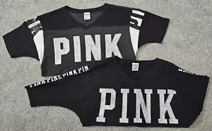 LOTE 2 TOPS Mujer ROSA Victoria's Secret Negro SEQUIN DK Gris TALLA XS - Imagen 1 de 15
