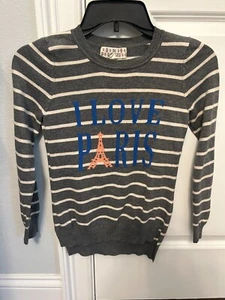 Pink Republic Girl's Gray White "I Love Paris" Sweater Size M Medium 10/12 - Picture 1 of 4