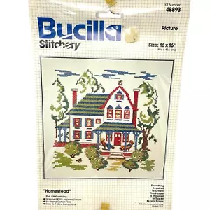 Bucilla Stitchery “Homestead” Cross Stitch Kit #48893 Vintage NEW 16”X16” - Picture 1 of 7