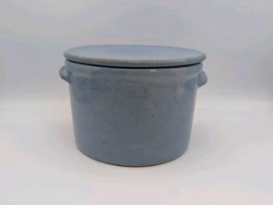 Dorchester Pottery Large Light Blue Speckled Crock With Lid 7.75 In Diameter 5.5 - Picture 1 of 5