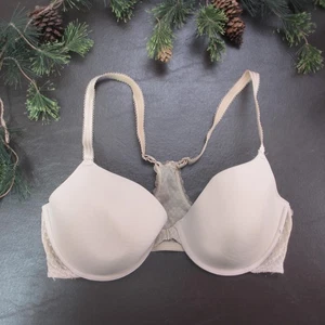 b.tempt'd Bra Womens 38D Beige Front Close Lace Underwire Padded T-Shirt Comfort - Picture 1 of 11