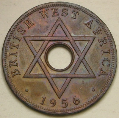 BRITISH WEST AFRICA 1 Penny 1956 KN - Bronze - Elizabeth II. - VF/XF - 2120 * - Image 1 of 3