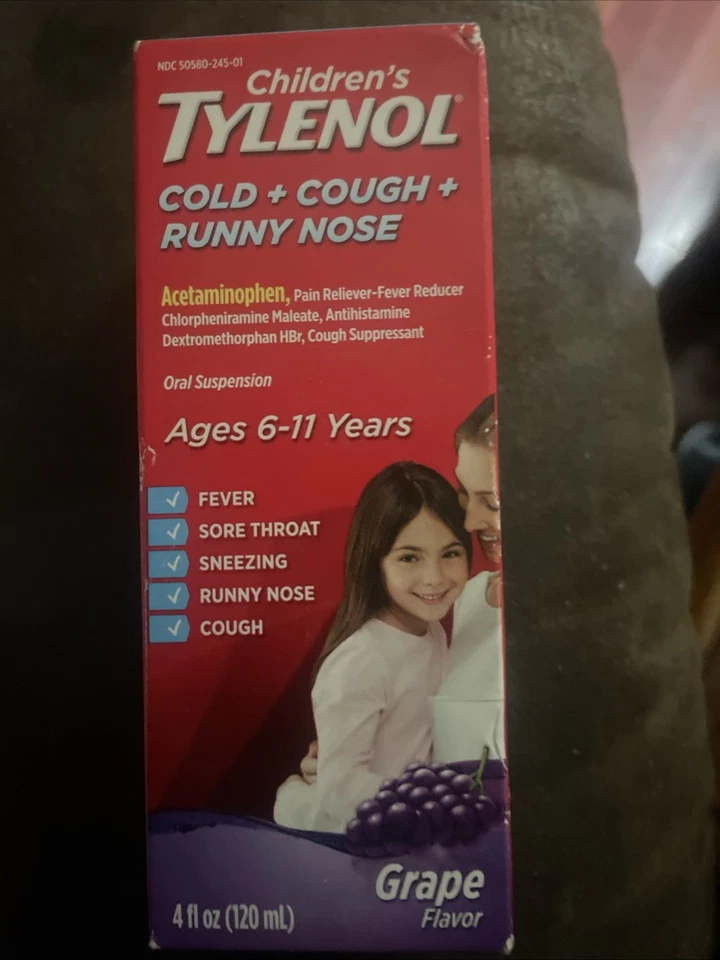 Tylenol infantil resfriado/tosse/corrida nariz suspensão oral sabor uva validade 10/24 - Imagem 1 de 1