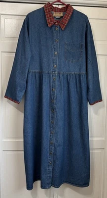 Studio Ease Blue Denim Button Up Vintage Cottagecore Cotton Dress Plus Size 24W - Image 1 of 4