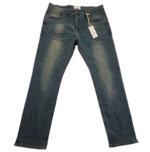 Jeans Smith & Mills blu denim elasticizzato uomo 38 x 32 sartoriale lavaggio medio nuovo con etichette - Foto 1 di 19
