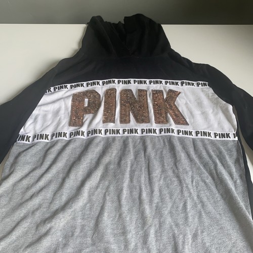 UNDERCOVER Felpa con cappuccio donna ROSA Victoria Secret nera oro paillettes