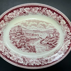 Homer Laughlin Currier & Ives Niagara Falls Suspension Bridge Platter 13.5” x 11 - Picture 1 of 6