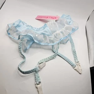 Ms Conduct Strumpfgürtel Vintage neu mit Etikett blau mit Tupfen transparenter Borte Gr. Small - Bild 1 von 8