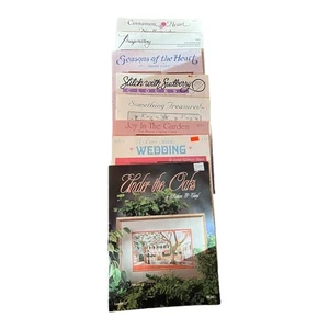 8 Vintage Cross Stitch Patterns Birthday Anniversary Clock Garden Wedding VGC - Picture 1 of 17