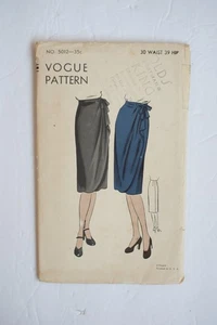 1944 Vintage Vogue 5012 SKIRT 30 Waist/39 Hip--Complete - Picture 1 of 2
