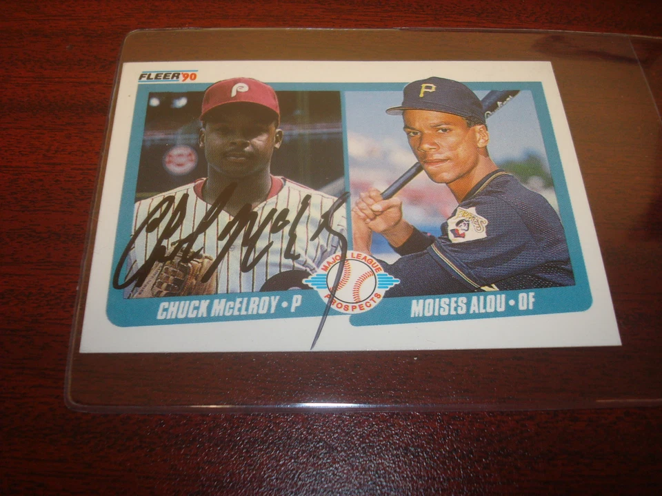 1990 FLEER # 650 CHUCK McELROY PHILLIES ROOKIES PROSPECTS SIGNED AUTOGRAPH CARD  - Image 1 of 1